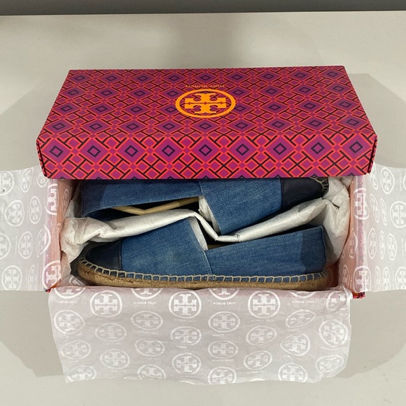 Tory Burch Color Block Flat Espadrille - Denim/Calf Leather - Picture 6 of 7